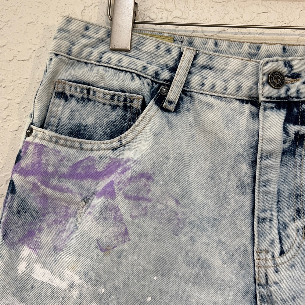 Smoke Rise DNM Co Acid Wash Paint Splatter Denim Cutoff Shorts Size 36 - Picture 4 of 14